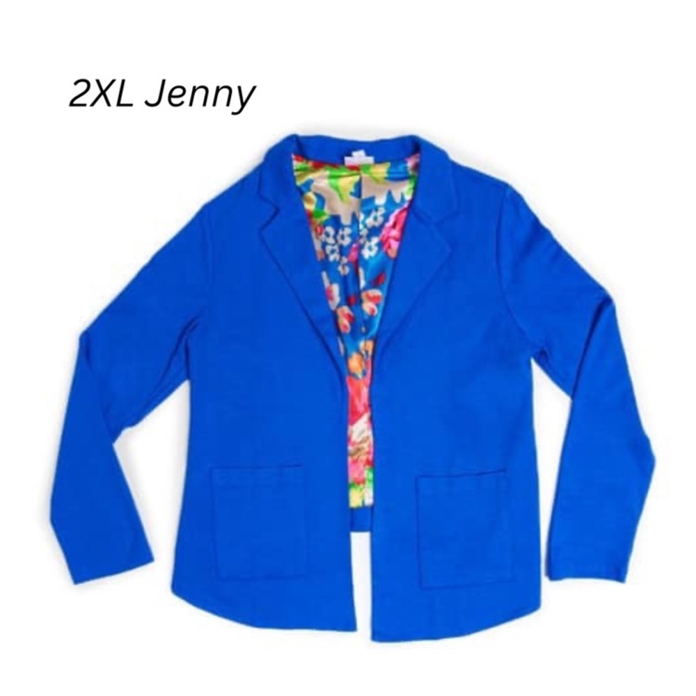 LuLaRoe Blue Blazer with Floral Lining